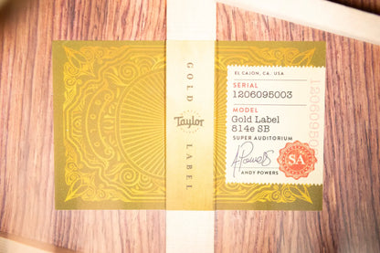 Taylor Gold Label 814e Honduran Rosewood Super Auditorium Acoustic/Electric Guitar - Burst Top with Hardshell Case