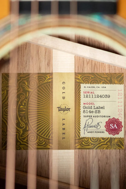 Taylor Gold Label 814e SB Super Auditorium Honduran Rosewood Acoustic/Electric Guitar - Burst Top with Hardshell Case