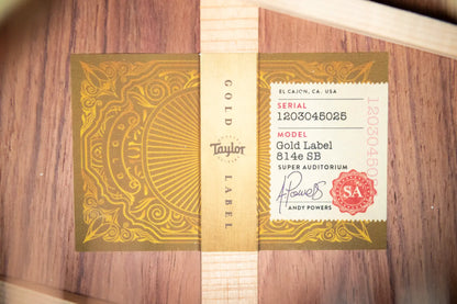 Taylor Gold Label 814e SB Super Auditorium Acoustic/Electric Guitar - Burst Top with Hardshell Case - Factory Demo