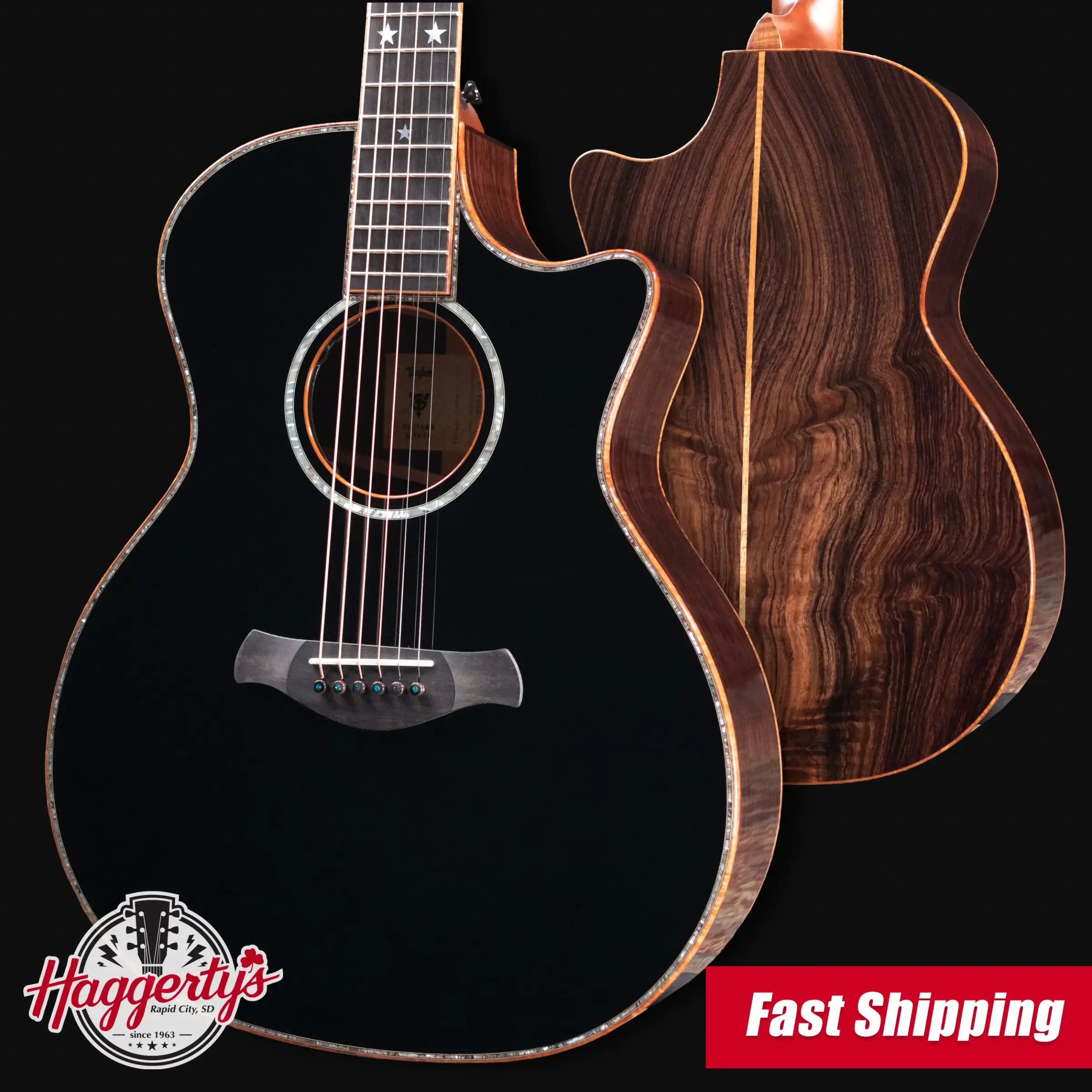 Taylor Guitars 4 Vets 814ce Special Edition Grand Auditorium Acoustic/Electric Guitar - Blacktop with Hardshell Case