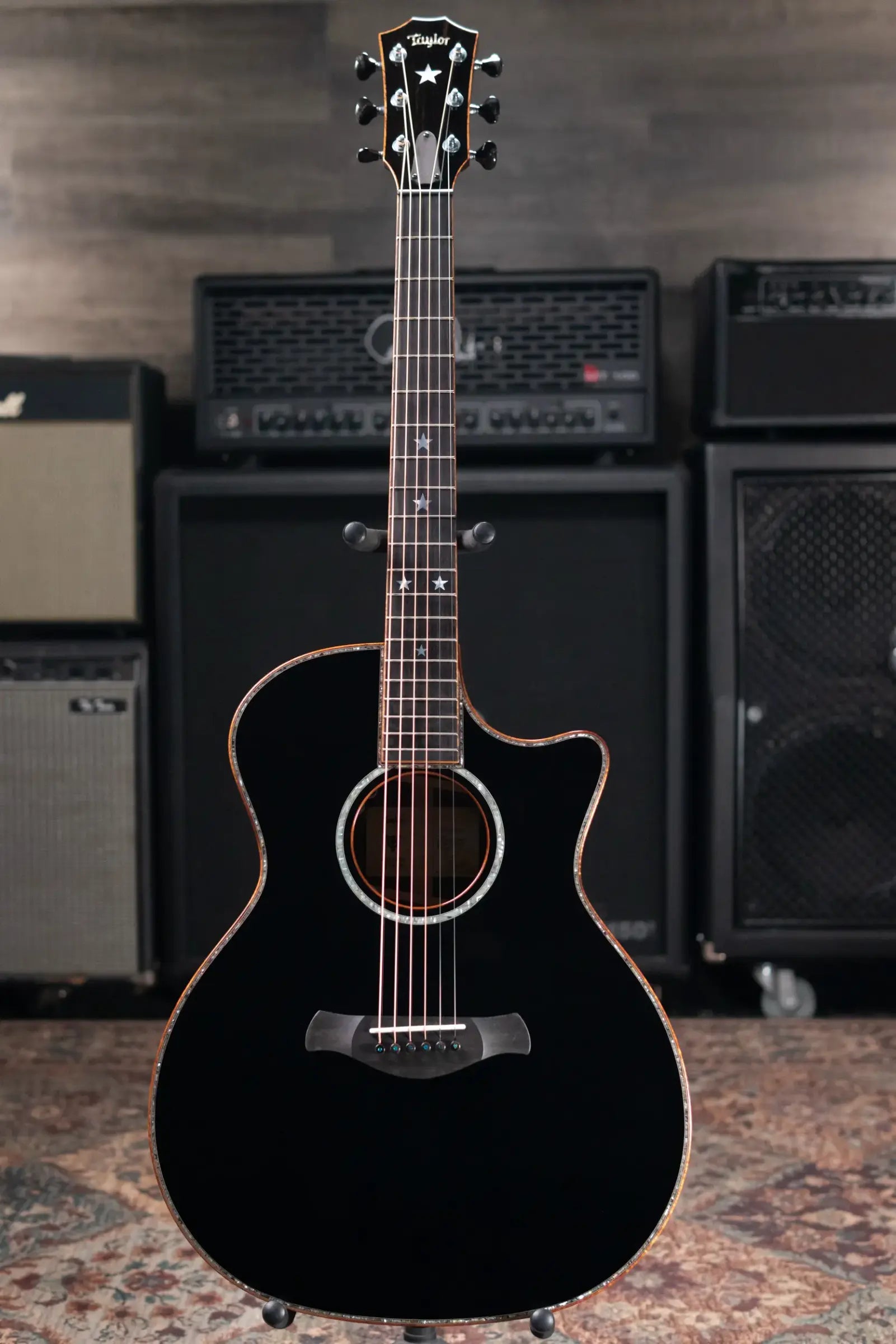 Taylor Guitars 4 Vets 814ce Special Edition Grand Auditorium Acoustic/Electric Guitar - Blacktop with Hardshell Case