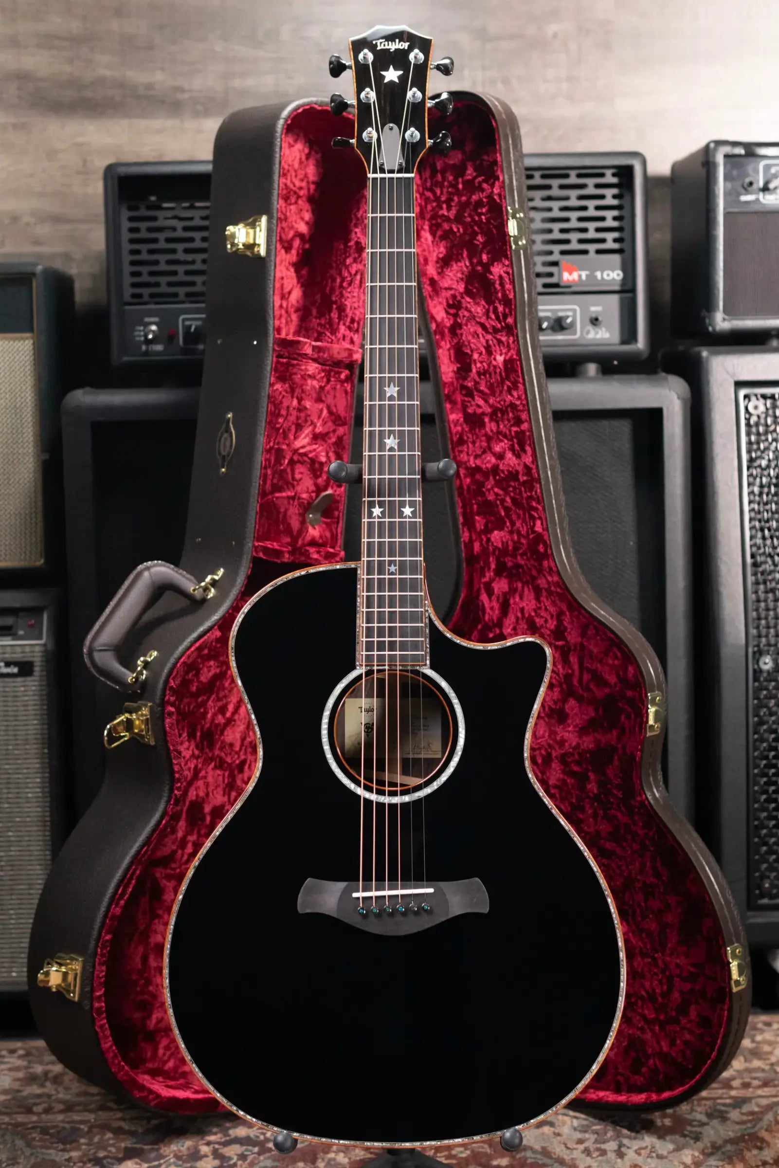 Taylor Guitars 4 Vets 814ce Special Edition Grand Auditorium Acoustic/Electric Guitar - Blacktop with Hardshell Case
