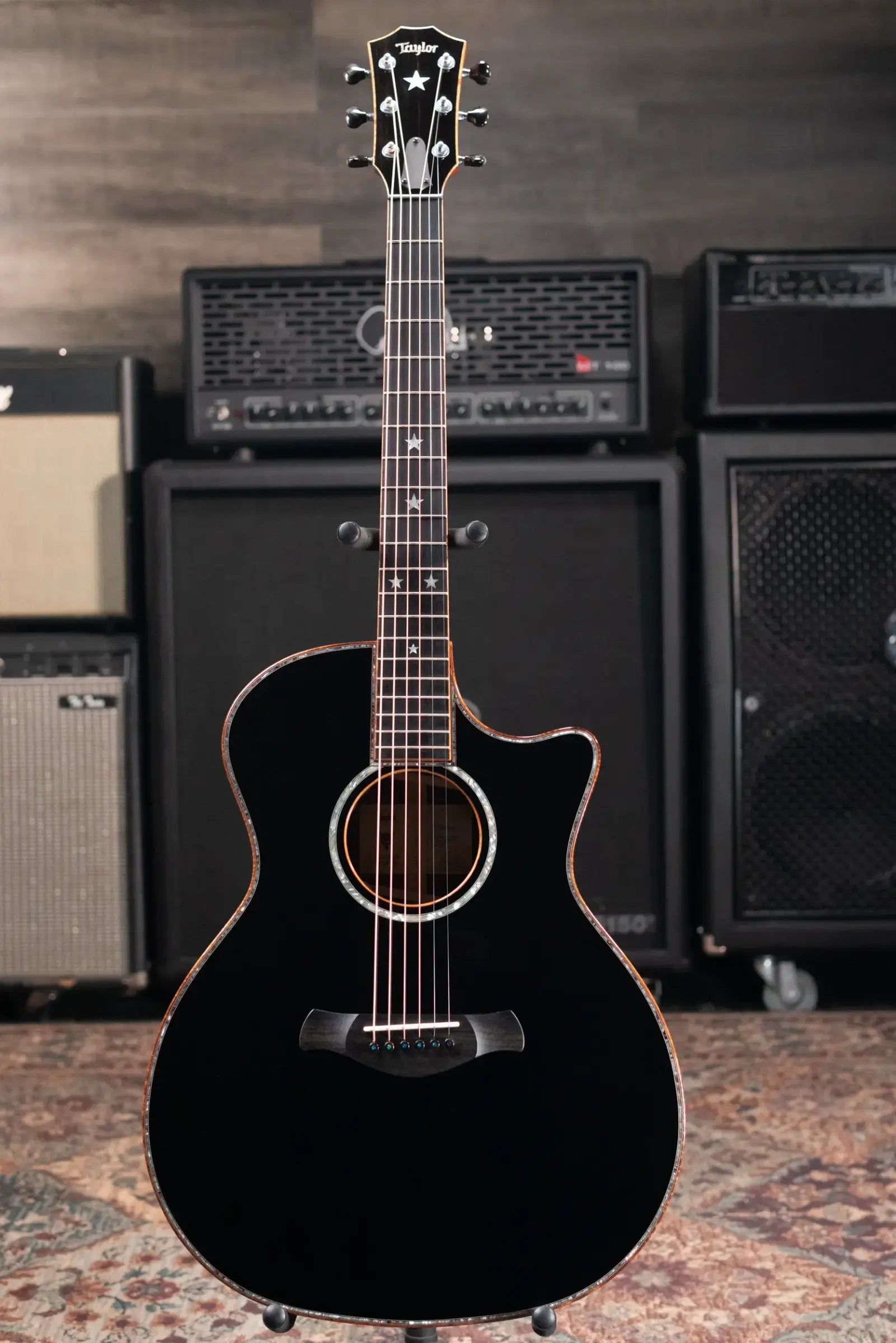 Taylor Guitars 4 Vets 814ce Special Edition Grand Auditorium Acoustic/Electric Guitar - Blacktop with Hardshell Case