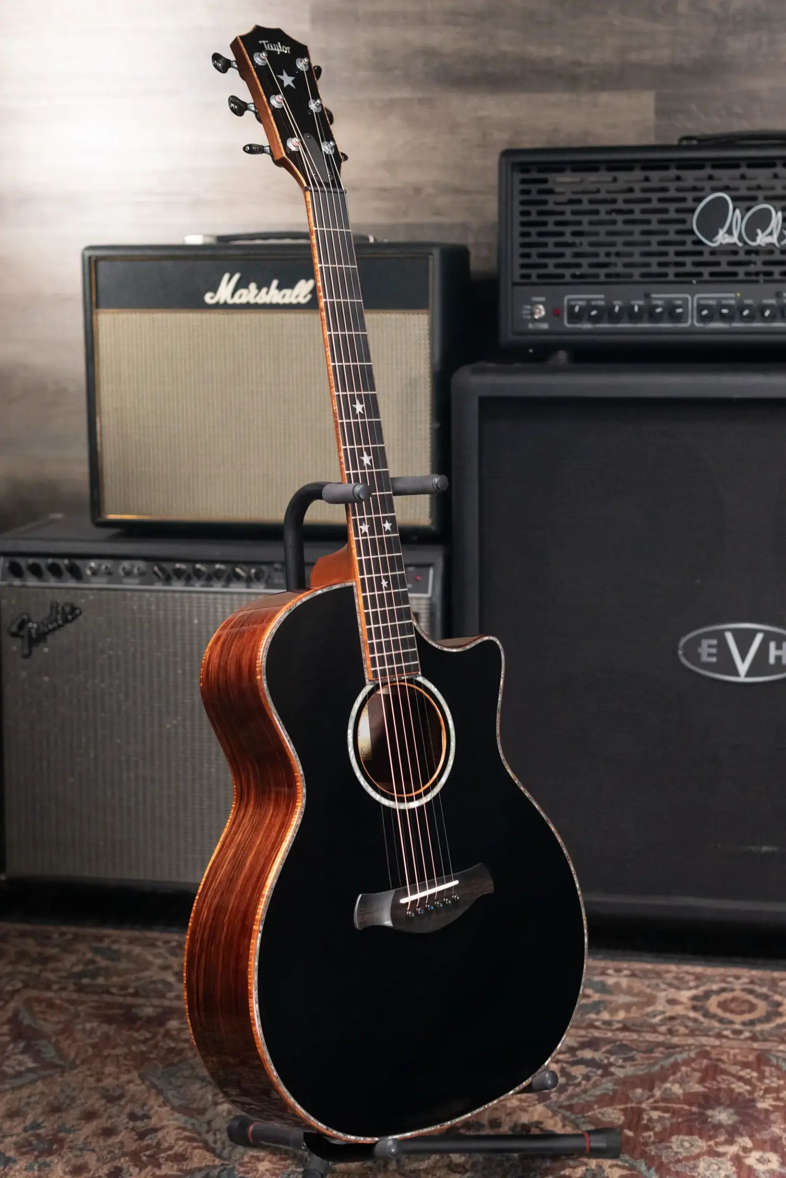 Taylor Guitars 4 Vets 814ce Special Edition Grand Auditorium Acoustic/Electric Guitar - Blacktop with Hardshell Case