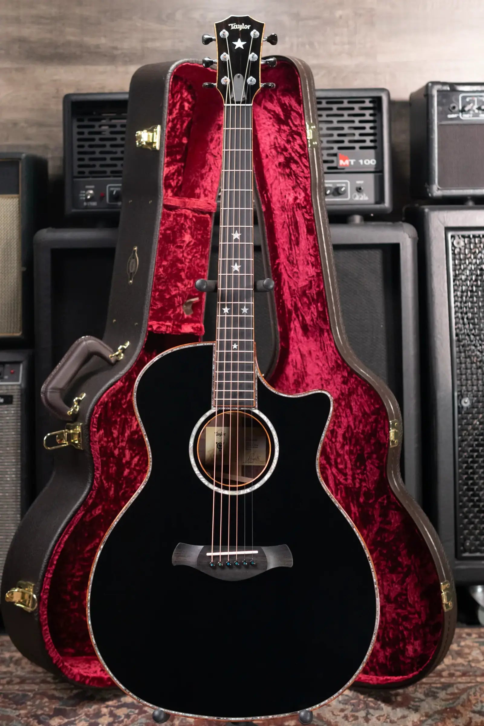 Taylor Guitars 4 Vets 814ce Special Edition Grand Auditorium Acoustic/Electric Guitar - Blacktop with Hardshell Case