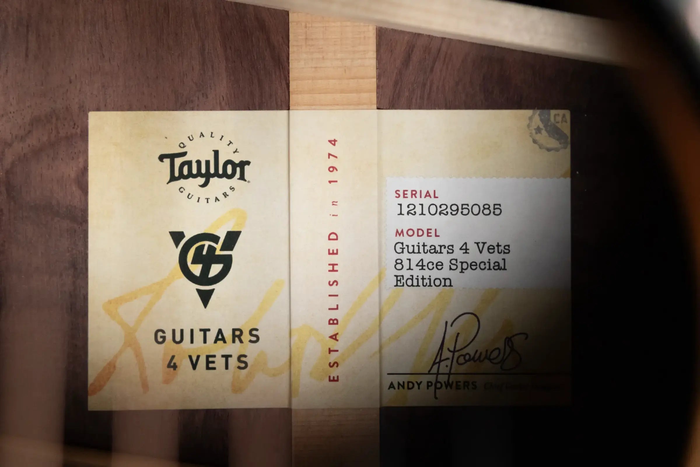 Taylor Guitars 4 Vets 814ce Special Edition Grand Auditorium Acoustic/Electric Guitar - Blacktop with Hardshell Case