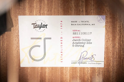 Taylor Jacob Collier Signature Academy 22e 5-String Acoustic/Electric Guitar with Gig Bag