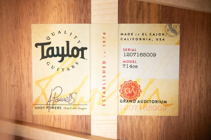 Taylor Prototype Next Generation 714ce Grand Auditorium Acoustic/Electric Guitar - Select Koa/Cedar with Hardshell Case