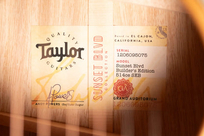 Taylor Prototype Sunset Boulevard Builder's Edition 514ce Grand Auditorium Acoustic/Electric Guitar - Shaded Edge Burst with Hardshell Case