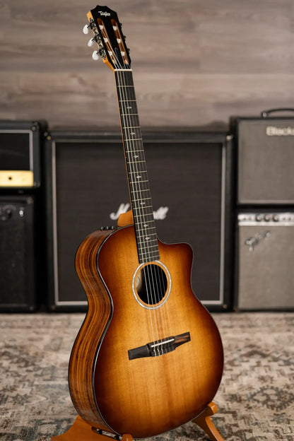 Taylor Sunset Blvd 214ce-N Plus Nylon Grand Auditorium Acoustic/Electric Guitar - Shaded Edge Burst with Aerocase - Factory Used