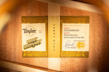 Taylor Trey Hensley Signature Gold Label 510e Dreadnought Acoustic/Electric Guitar with Hardshell Case