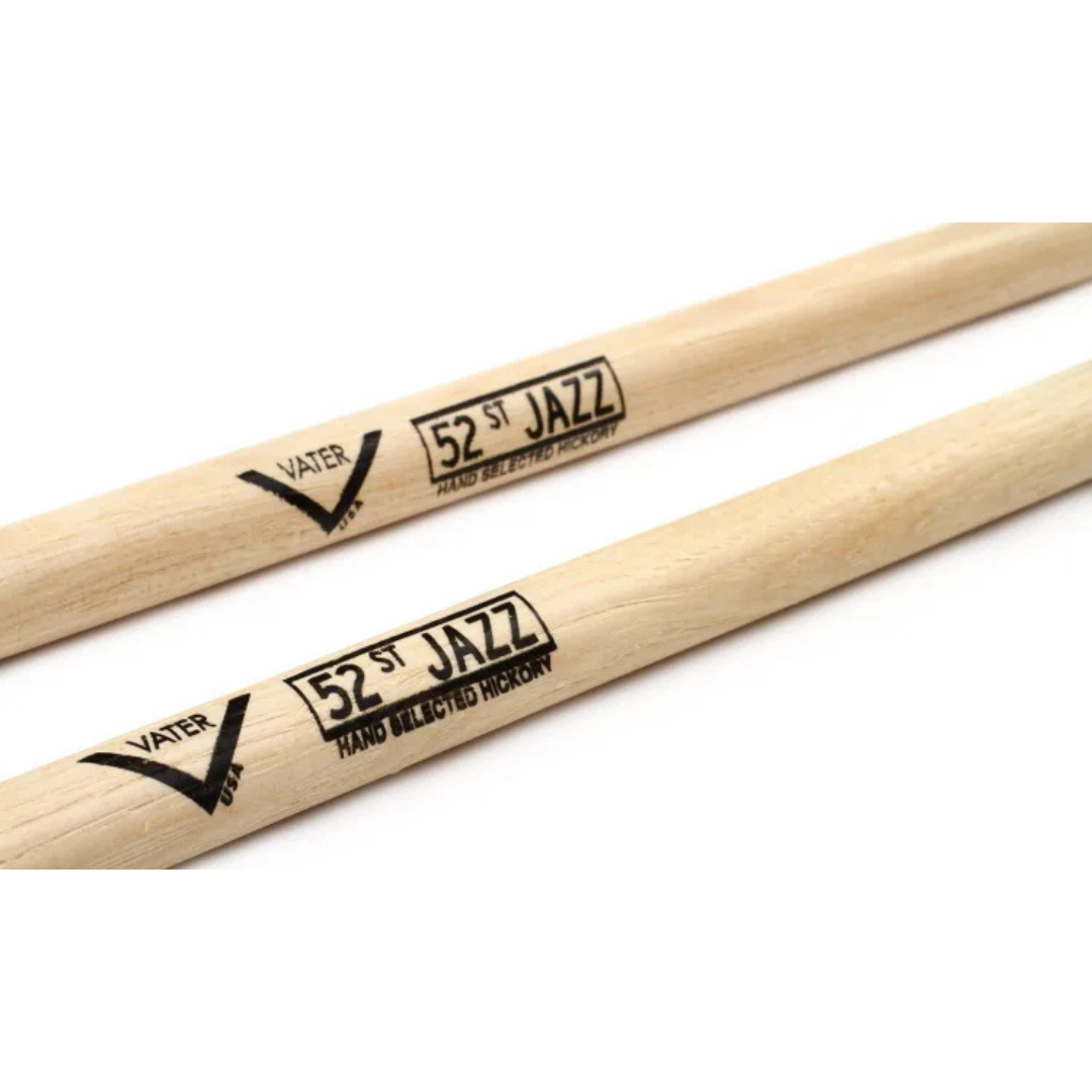 Vater American Hickory Drumsticks - 52nd Street Jazz - Wood Tip