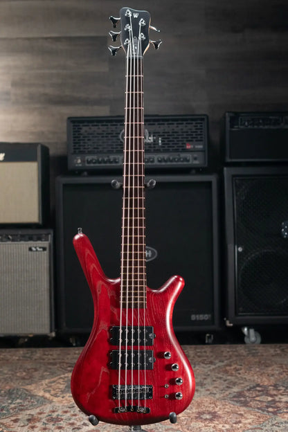 Warwick Pro Series Corvette $$ 5-String Electric Bass - Burgundy Red Transparent Satin with Gig Bag
