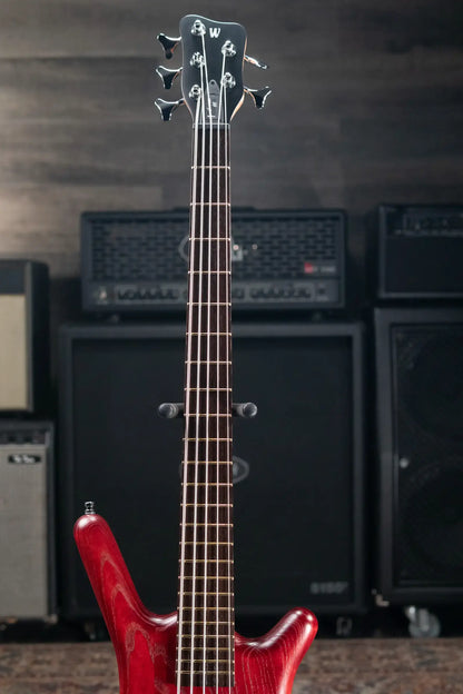 Warwick Pro Series Corvette $$ 5-String Electric Bass - Burgundy Red Transparent Satin with Gig Bag