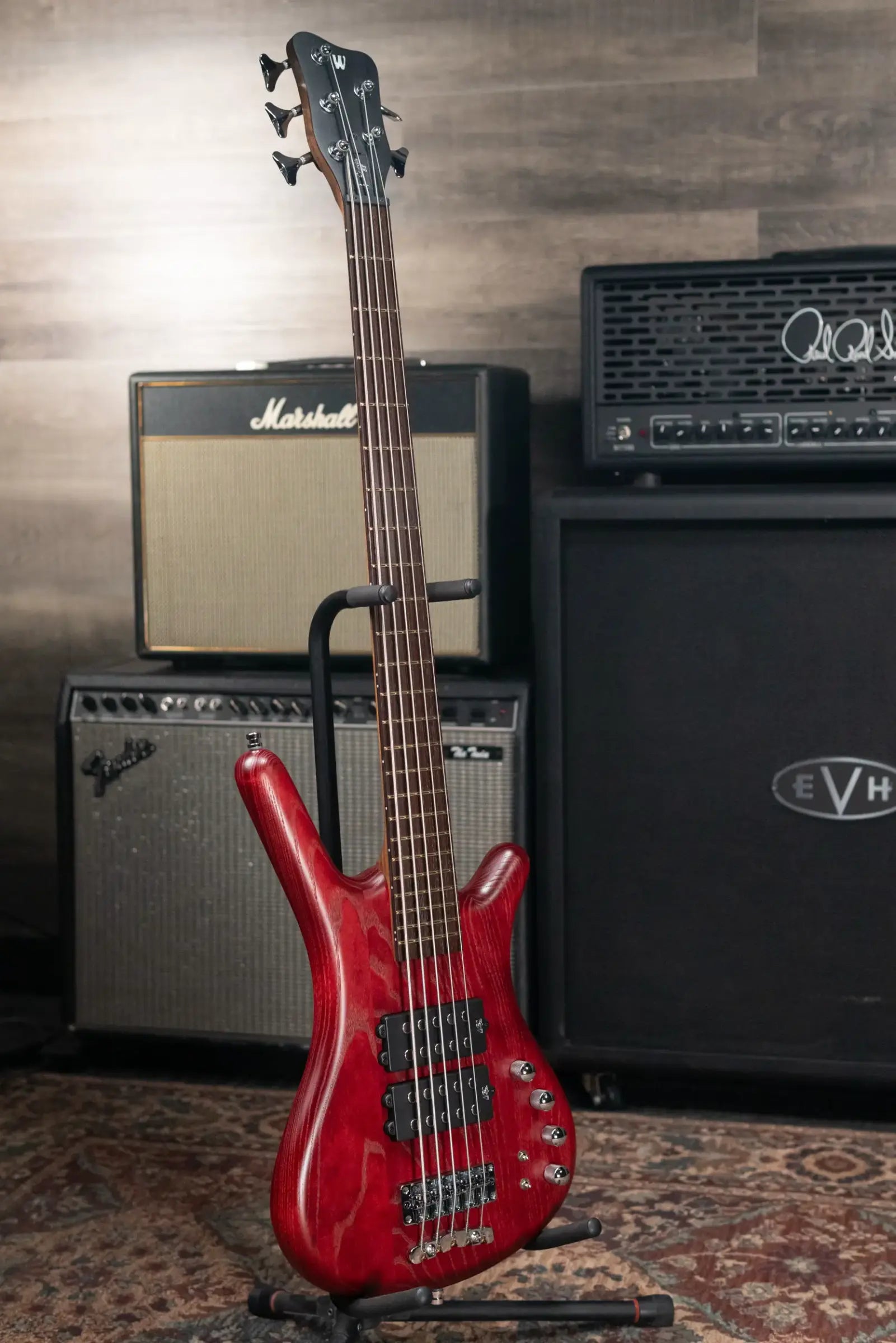 Warwick Pro Series Corvette $$ 5-String Electric Bass - Burgundy Red Transparent Satin with Gig Bag