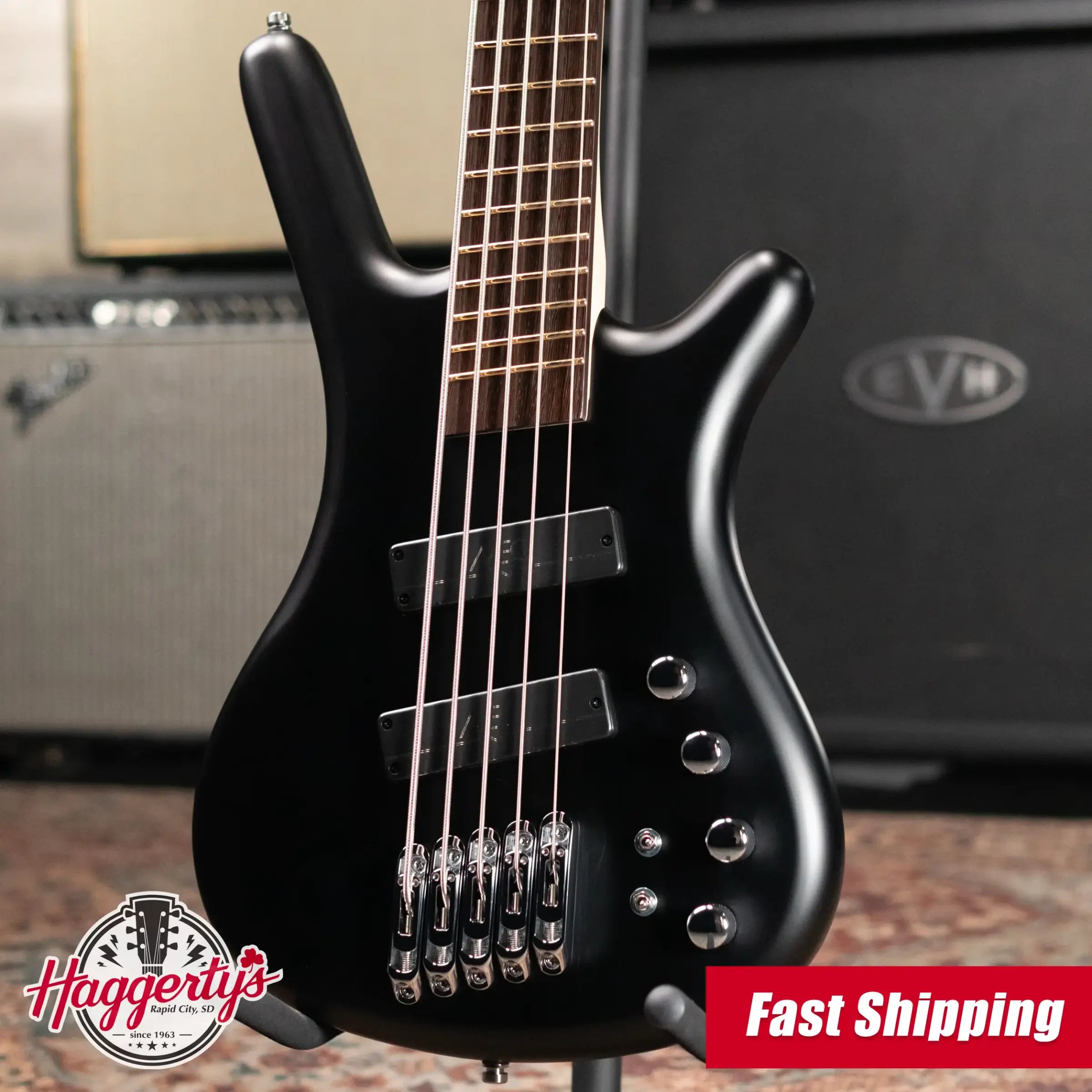Warwick RockBass Corvette Multi-Scale 5-String - Solid Black Satin with Gig Bag