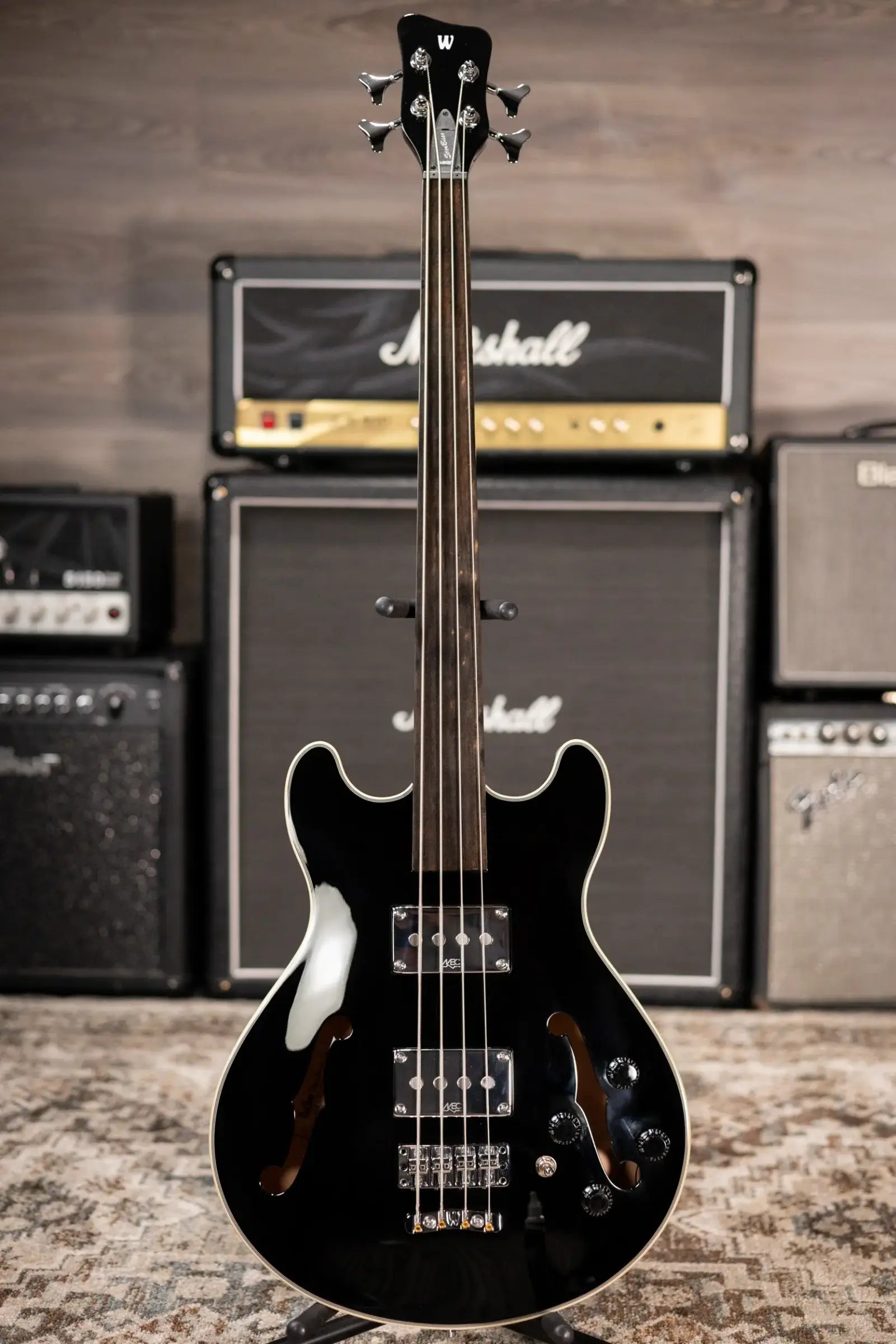 Warwick RockBass Fretless 4-String Star Bass - Solid Black High Polish with Gig Bag