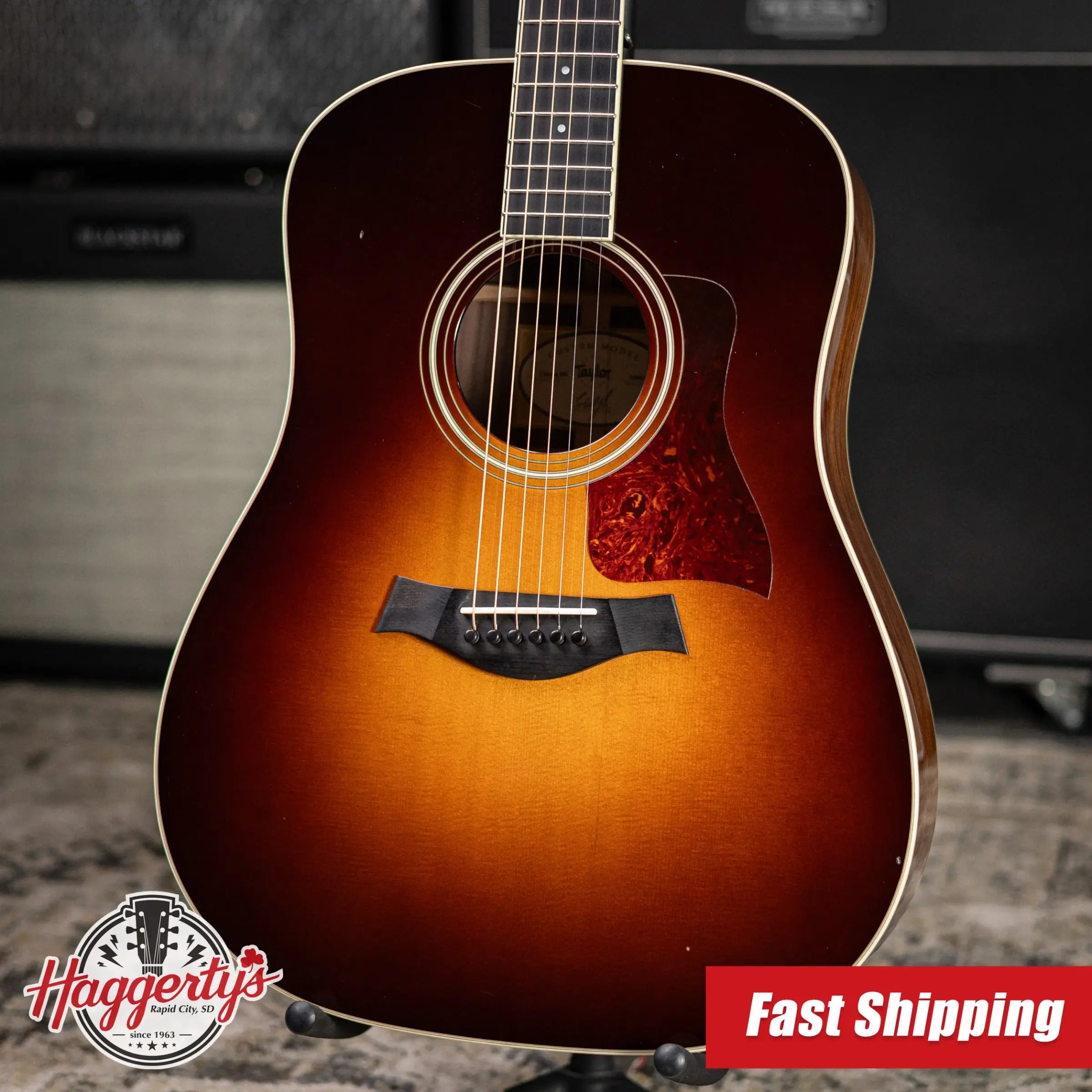 Taylor Custom Shop Dreadnought Acoustic Guitar - Vintage Sunburst with Hardshell Case - Used