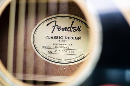 Fender CC-60S Solid Top Concert Acoustic Guitar Natural
