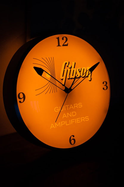 Gibson Vintage Lighted Wall Clock / Kalamazoo Orange