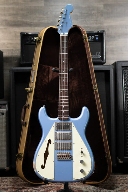 Nash Wayfarer Semi-Hollow Electric Guitar - Ice Blue Metallic with Hardshell Case