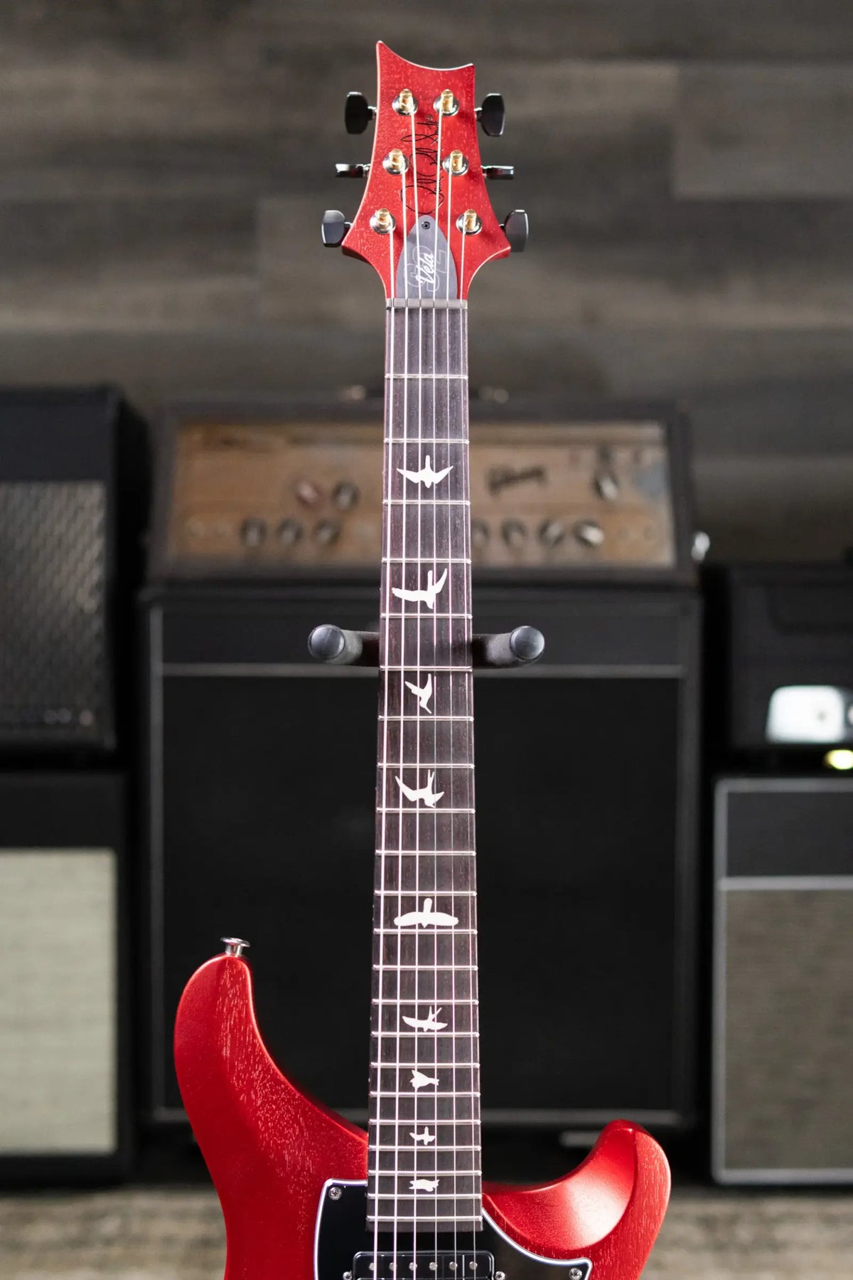 PRS S2 Vela Semi-Hollow Satin Electric Guitar - Red Apple Metallic with Gig Bag
