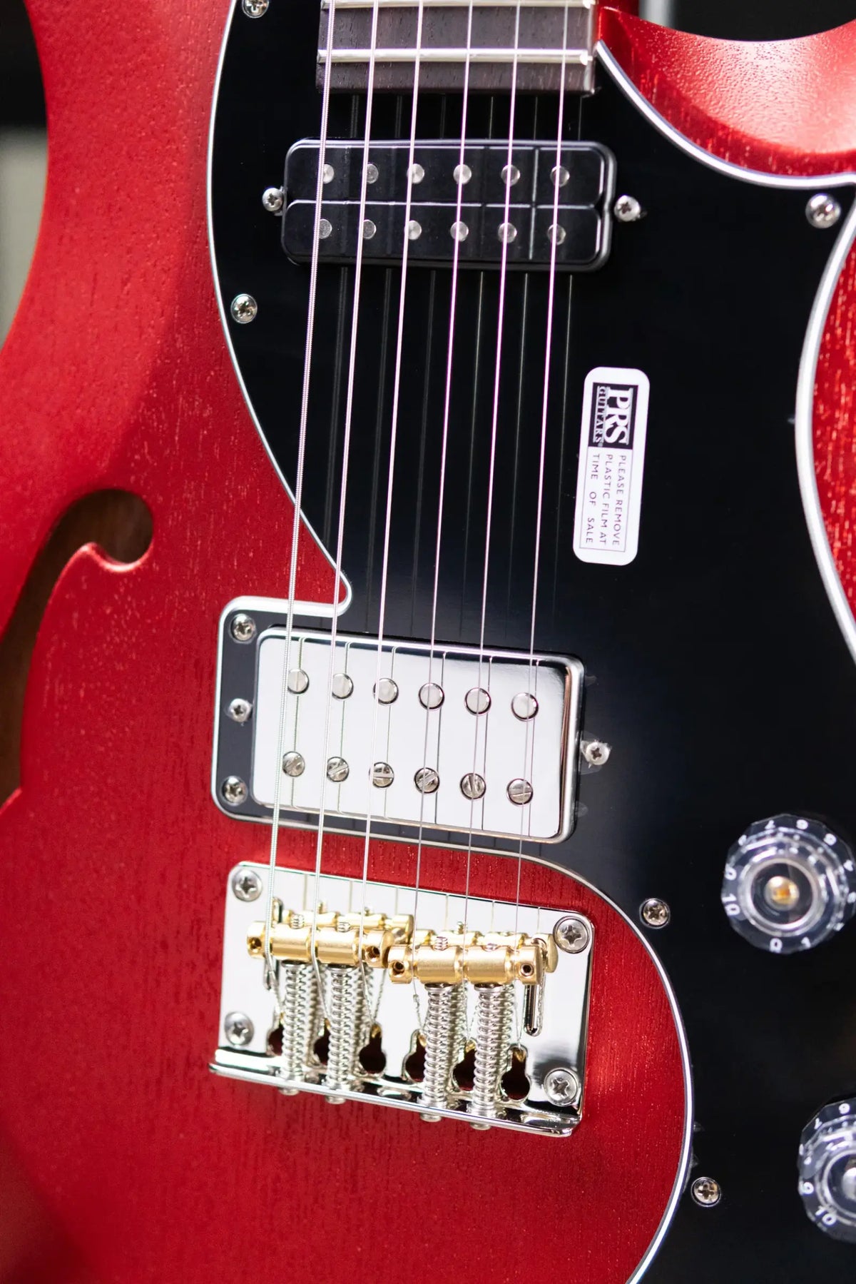 PRS S2 Vela Semi-Hollow Satin Electric Guitar - Red Apple Metallic with Gig Bag