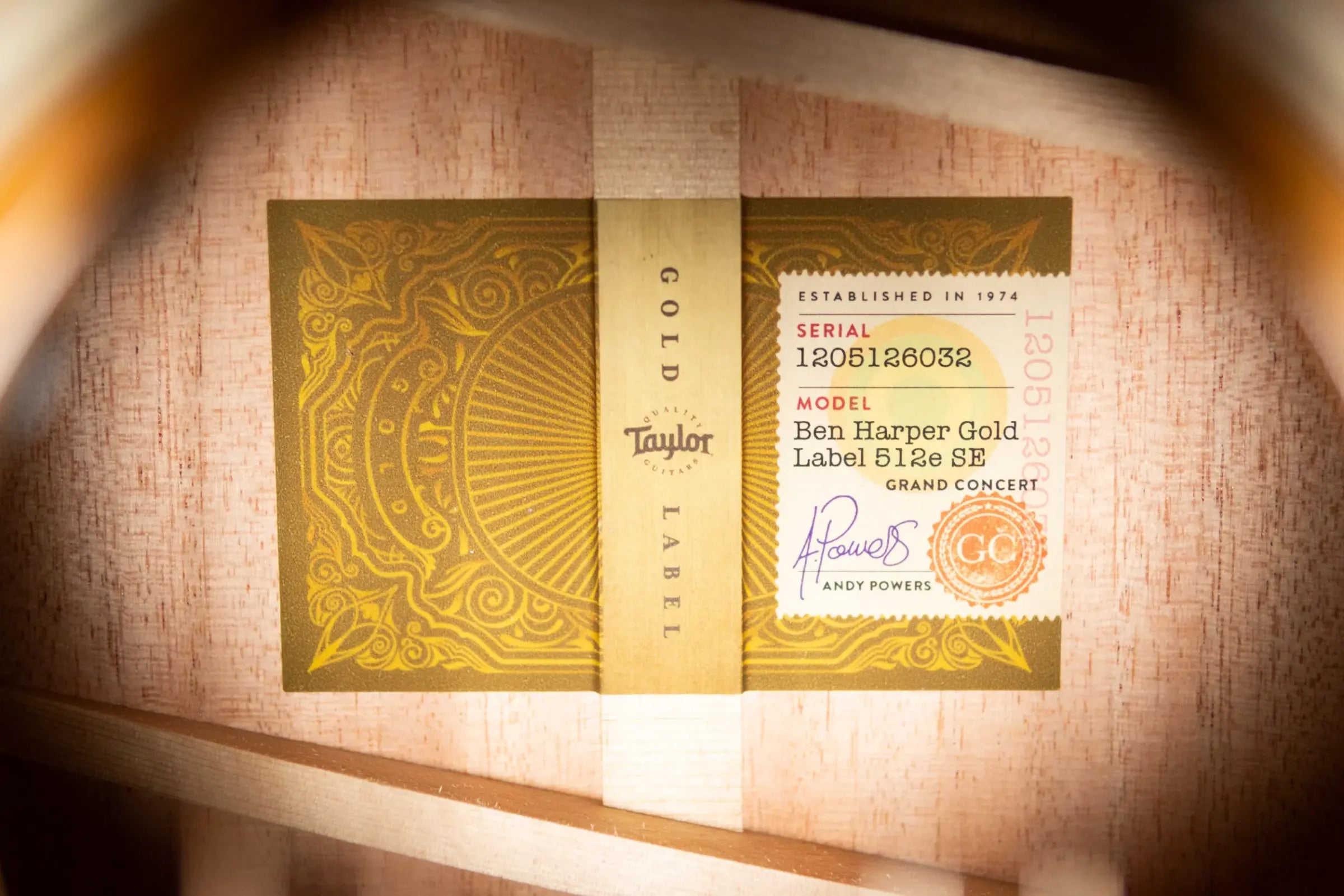 Taylor Ben Harper Signature Gold Label 512e SE Grand Concert Acoustic/Electric Guitar - Sunburst Top with Hardshell Case
