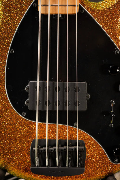Ernie Ball Music Man DarkRay 5-String Bass - Gold Bar with Softshell Case