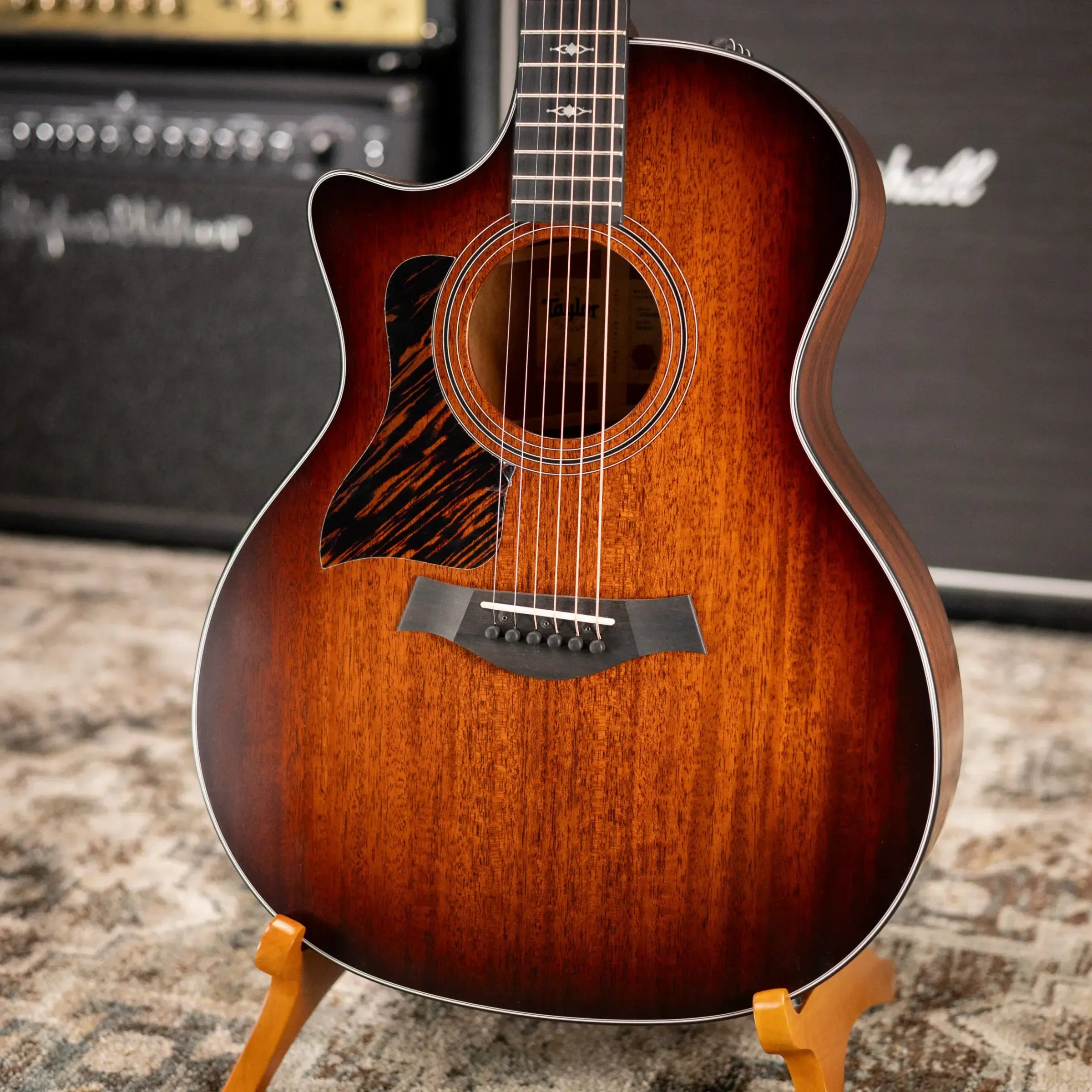 Taylor 324ce Left-Hand Grand Auditorium Acoustic/Electric Guitar - Shaded Edge Burst with Hardshell Case