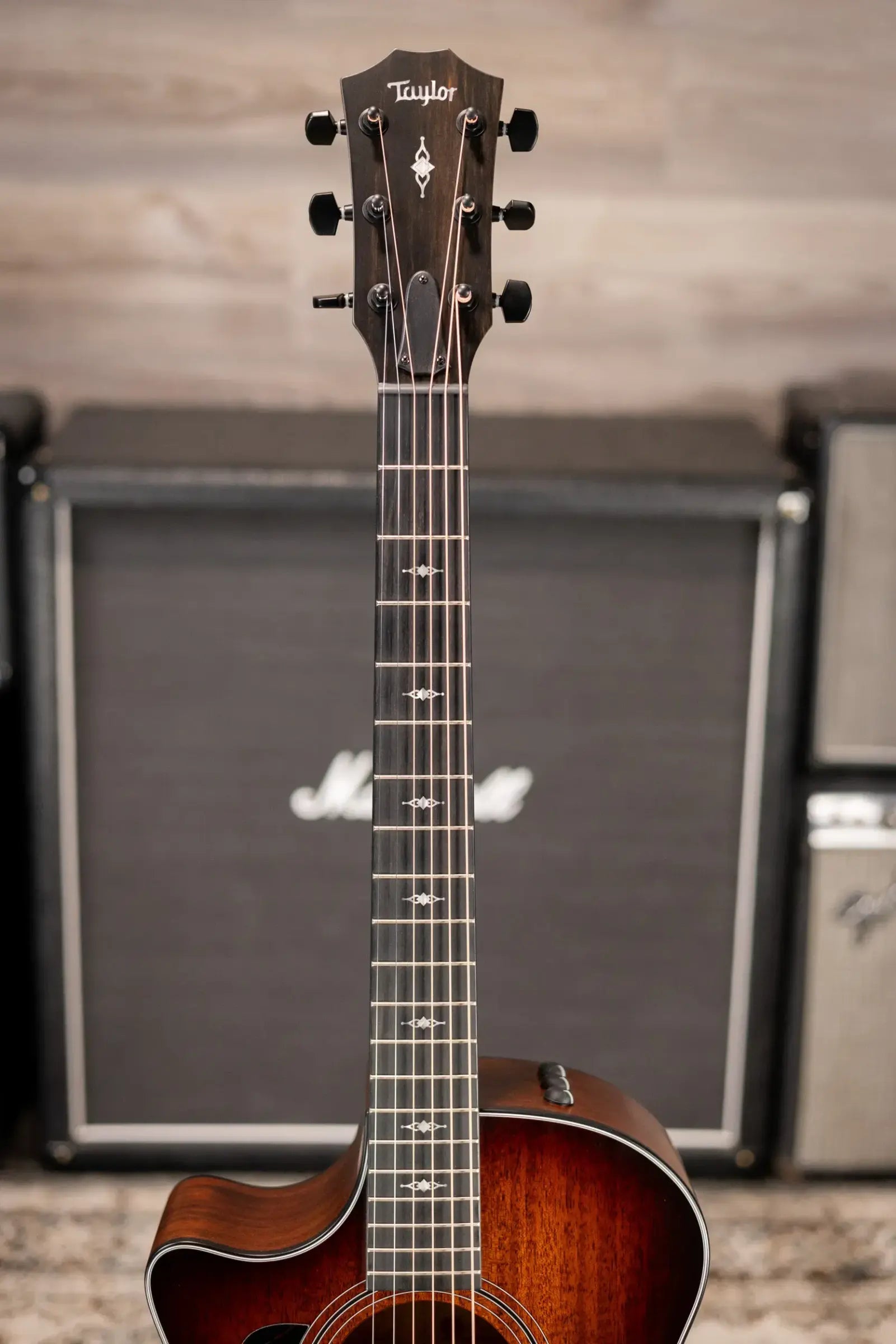 Taylor 324ce Left-Hand Grand Auditorium Acoustic/Electric Guitar - Shaded Edge Burst with Hardshell Case