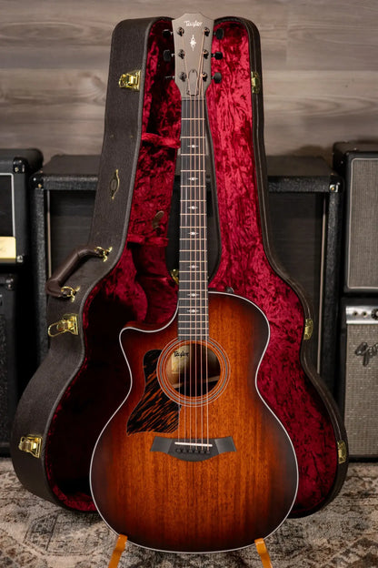 Taylor 324ce Left-Hand Grand Auditorium Acoustic/Electric Guitar - Shaded Edge Burst with Hardshell Case