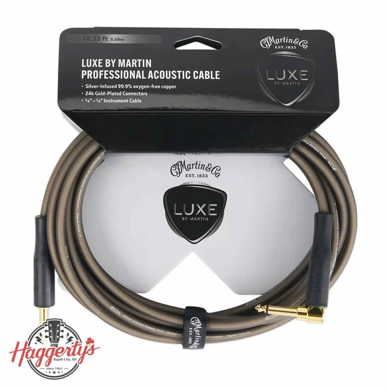 Martin Luxe Straight to Right-angle Instrument Cable - 18 foot