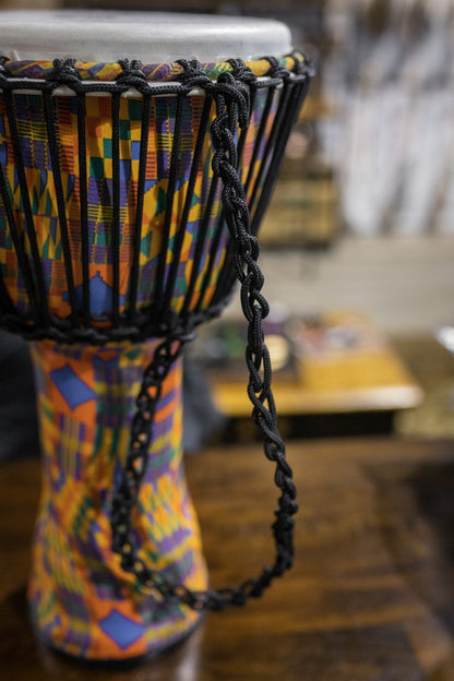 Meinl 10" Rope Tuned Travel Series Djembe - Kenyan Quilt