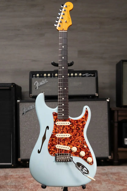 Fender American Professional II Stratocaster Thinline - Transparent Daphne Blue with Hardshell Case