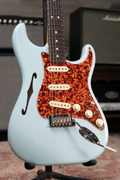 Fender American Professional II Stratocaster Thinline - Transparent Daphne Blue with Hardshell Case - Demo