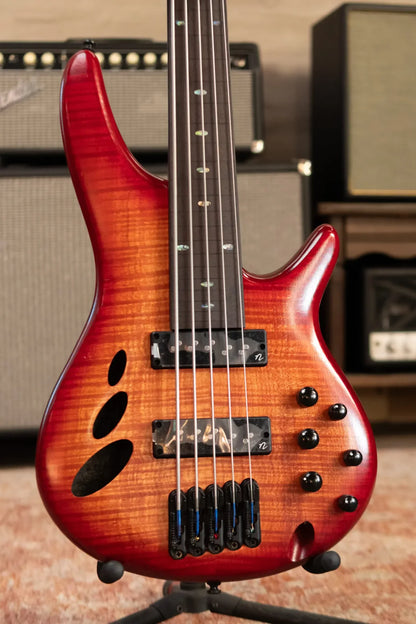 Ibanez SRD905FBTL 5-String Fretless Electric Bass Guitar - Brown Topaz Burst Low Gloss