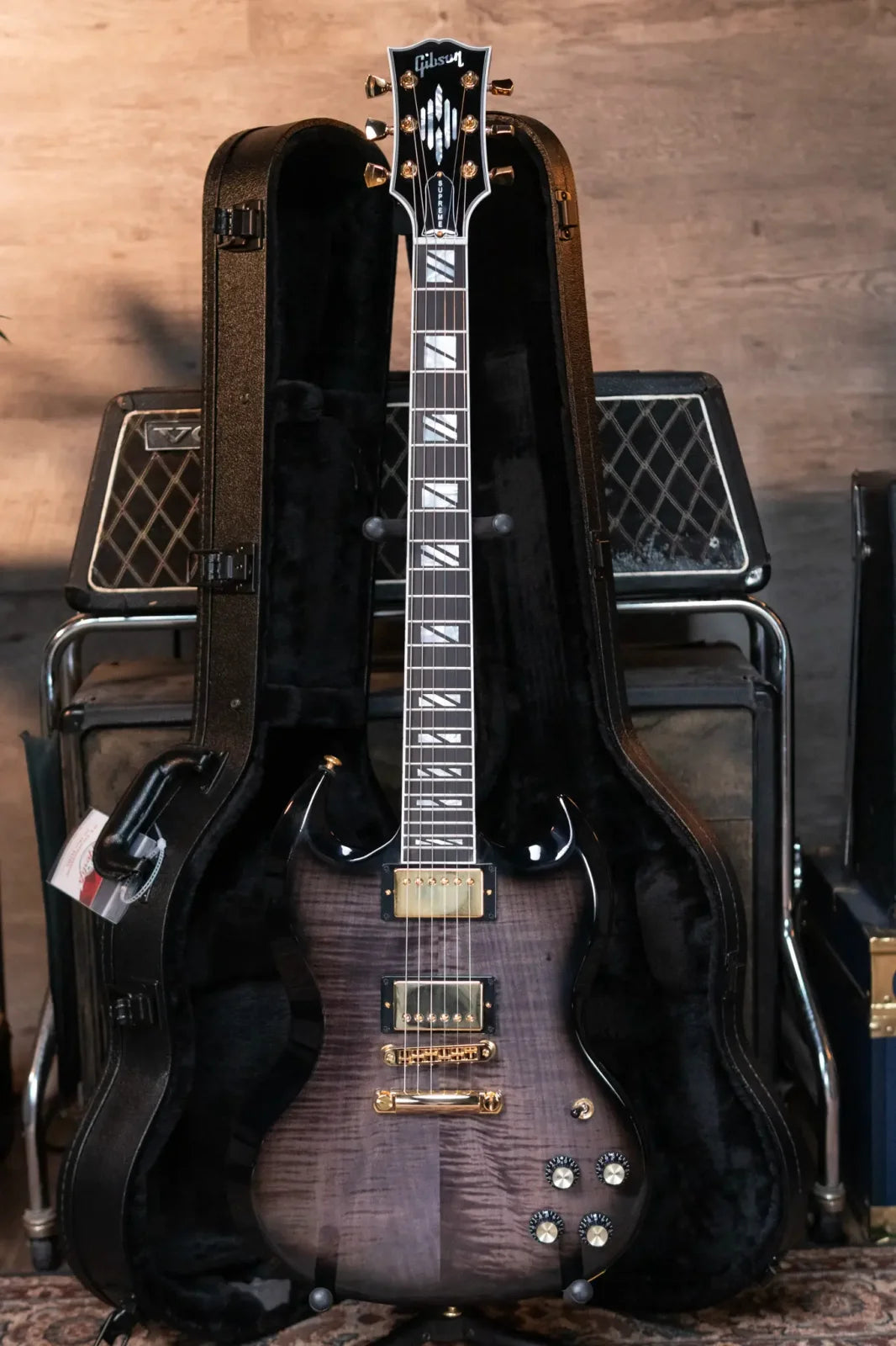 Gibson SG Supreme Electric Guitar - Translucent Ebony Burst with Hardshell Case
