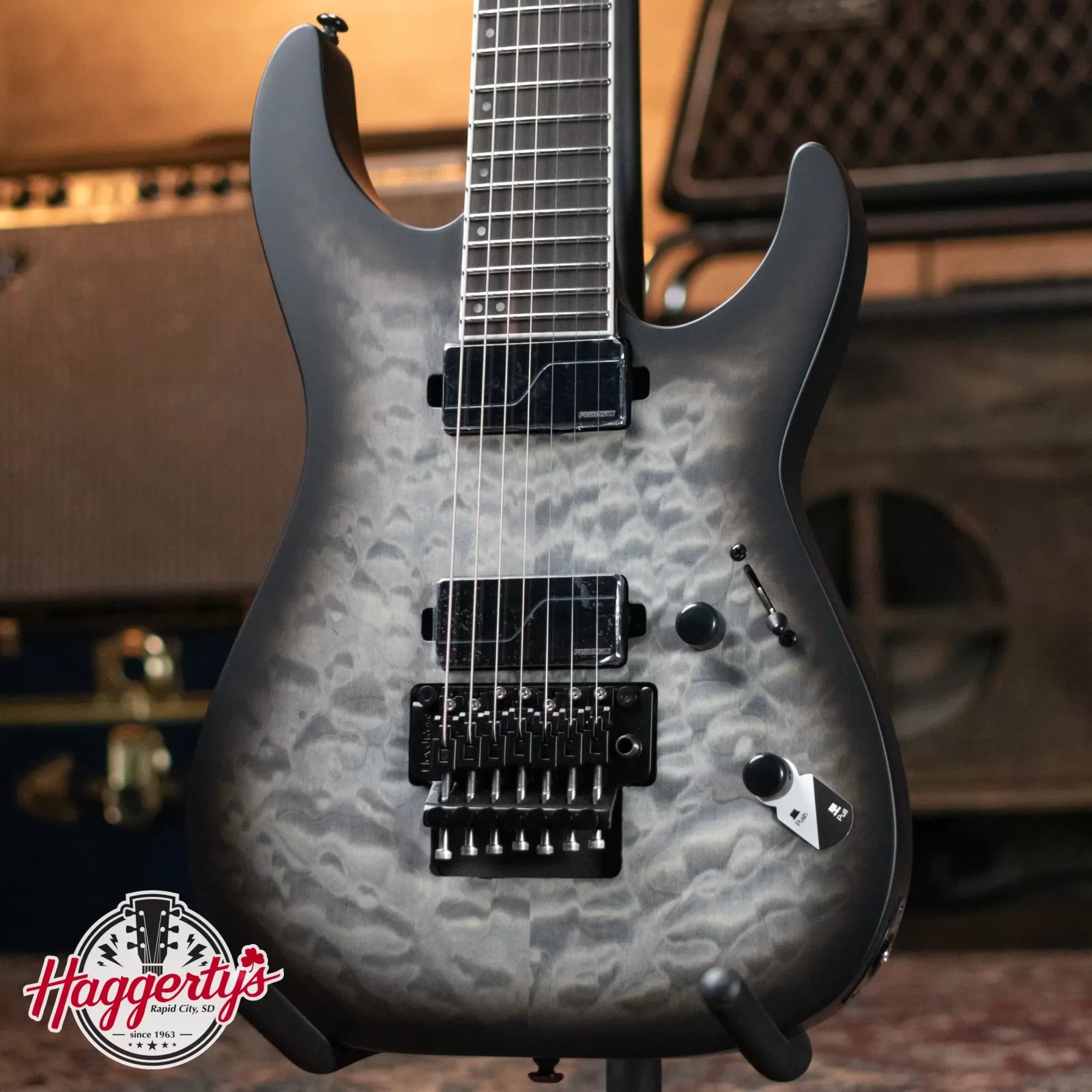 ESP LTD M-1007B Baritone Electric Guitar - Charcoal Burst Satin
