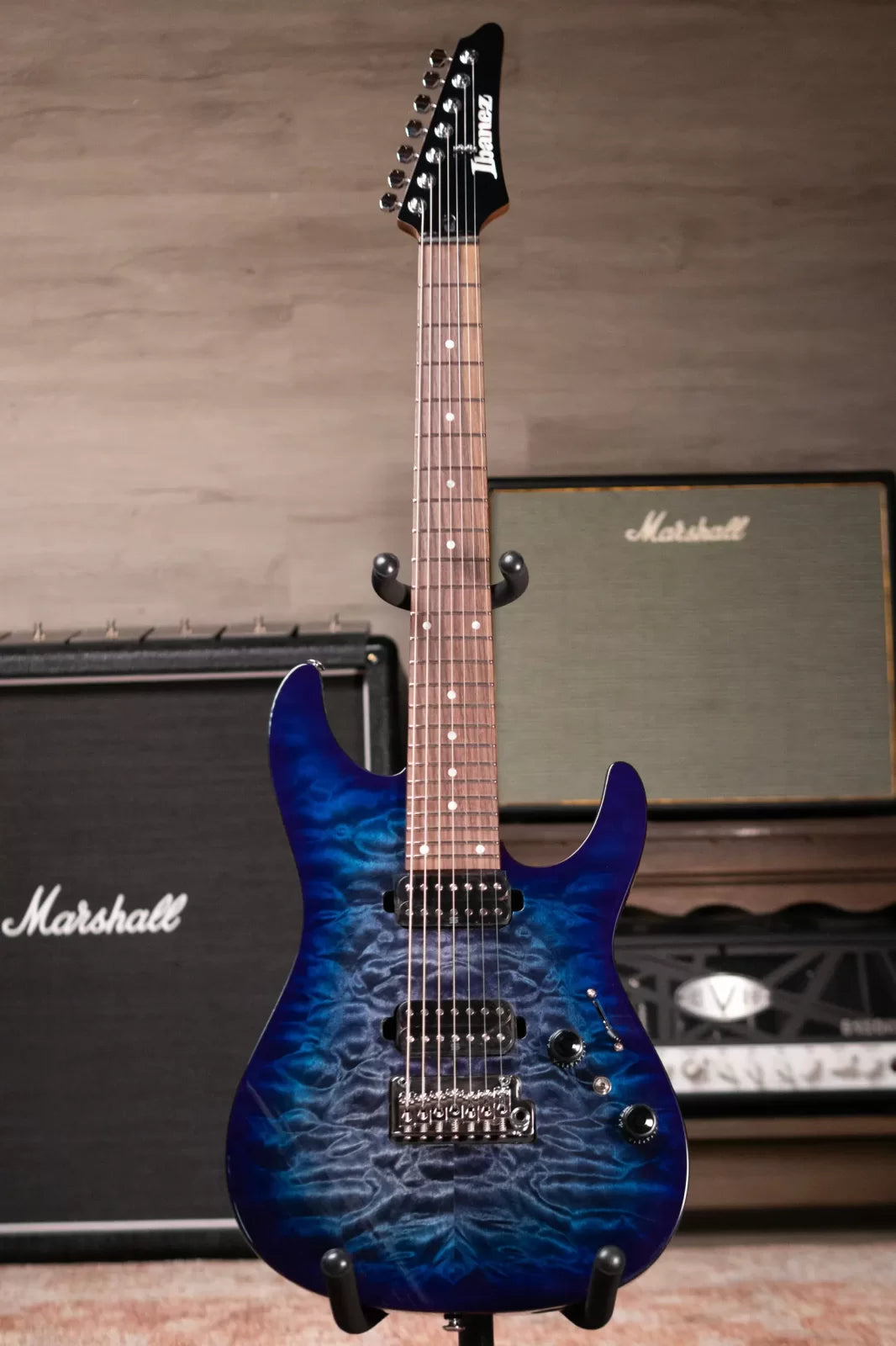 Ibanez AZ427P2QMTUB 7-String Electric Guitar - Twilight Blue Burst