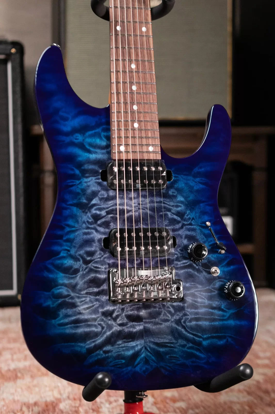 Ibanez AZ427P2QMTUB 7-String Electric Guitar - Twilight Blue Burst