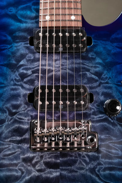 Ibanez AZ427P2QMTUB 7-String Electric Guitar - Twilight Blue Burst
