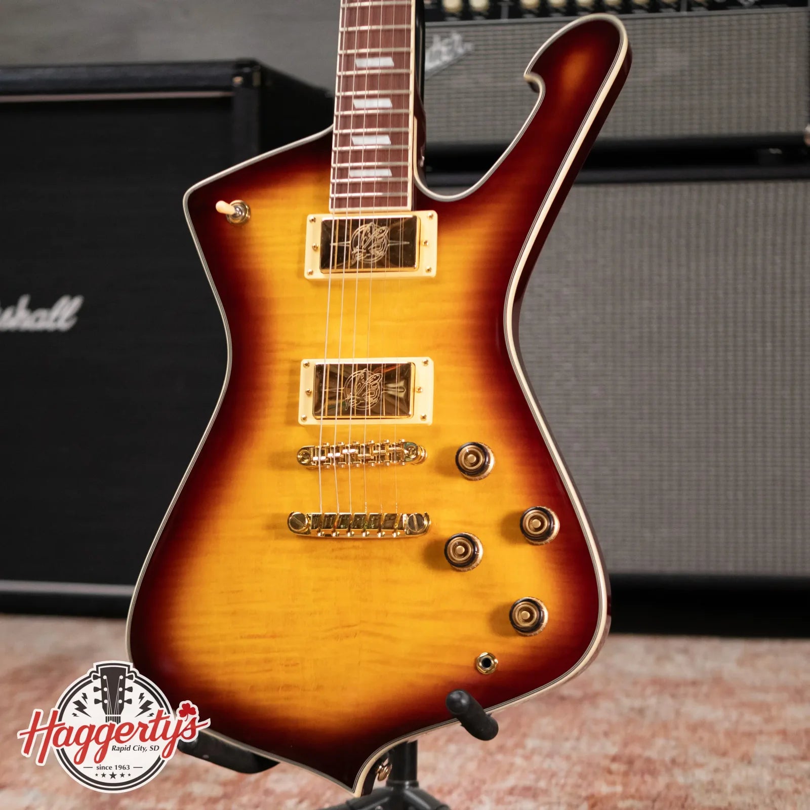 Ibanez Iceman IC420FMVLS Electric Guitar - Violin Sunburst with Gig Bag