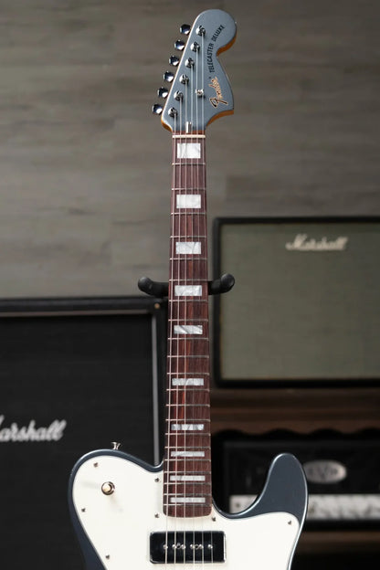 new 8.2 lb Fender Limited Edition Chris Shiflett Cleaver Telecaster Deluxe Charcoal Frost Metallic with Hardshell Case haggertys 04