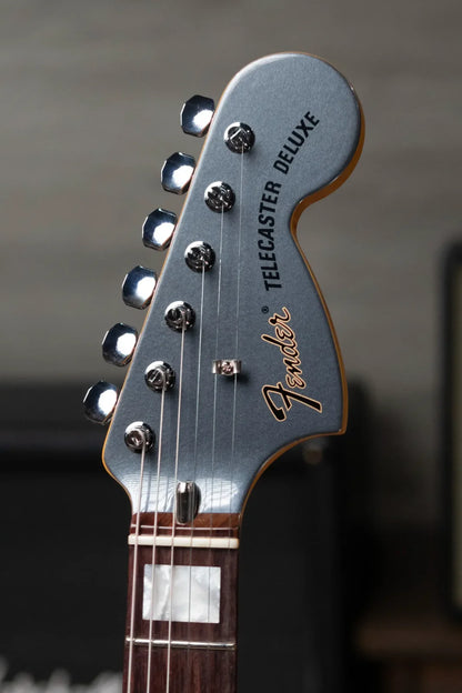 new 8.2 lb Fender Limited Edition Chris Shiflett Cleaver Telecaster Deluxe Charcoal Frost Metallic with Hardshell Case haggertys 05