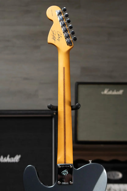 new 8.2 lb Fender Limited Edition Chris Shiflett Cleaver Telecaster Deluxe Charcoal Frost Metallic with Hardshell Case haggertys 07