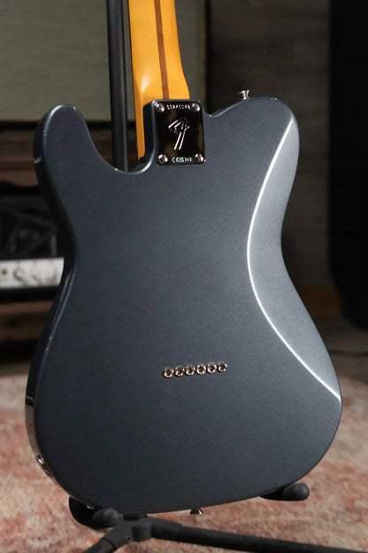 new 8.2 lb Fender Limited Edition Chris Shiflett Cleaver Telecaster Deluxe Charcoal Frost Metallic with Hardshell Case haggertys 08