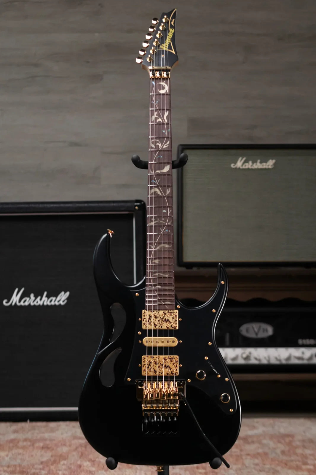 Ibanez PIA3761 Steve Vai Signature Electric Guitar - Onyx Black with Hardshell Case