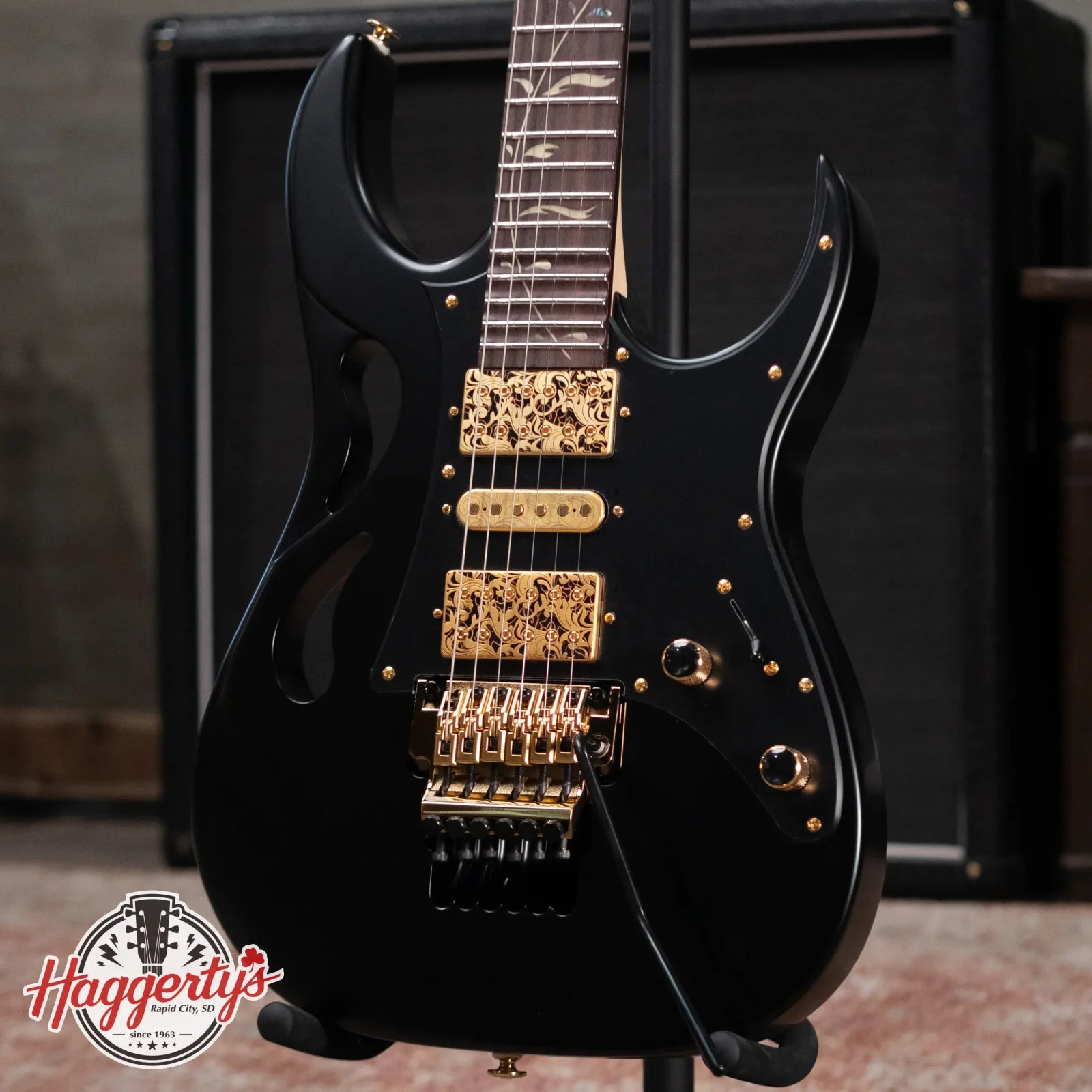 Ibanez PIA3761 Steve Vai Signature Electric Guitar - Onyx Black with Hardshell Case