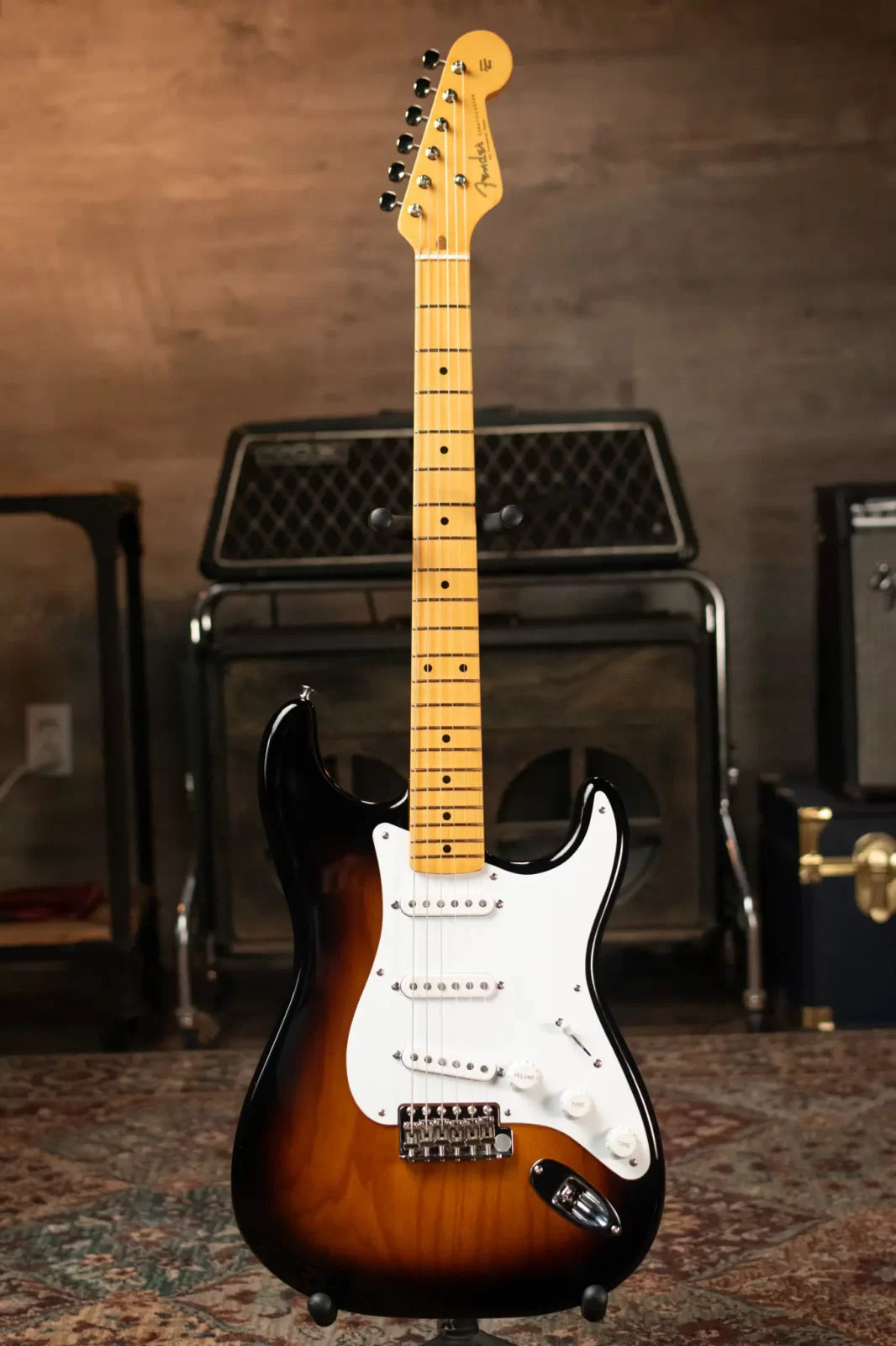Fender 70th Anniversary American Vintage II 1954 Stratocaster - 2-Color Sunburst with  Vintage-Style Tweed Hardshell Case